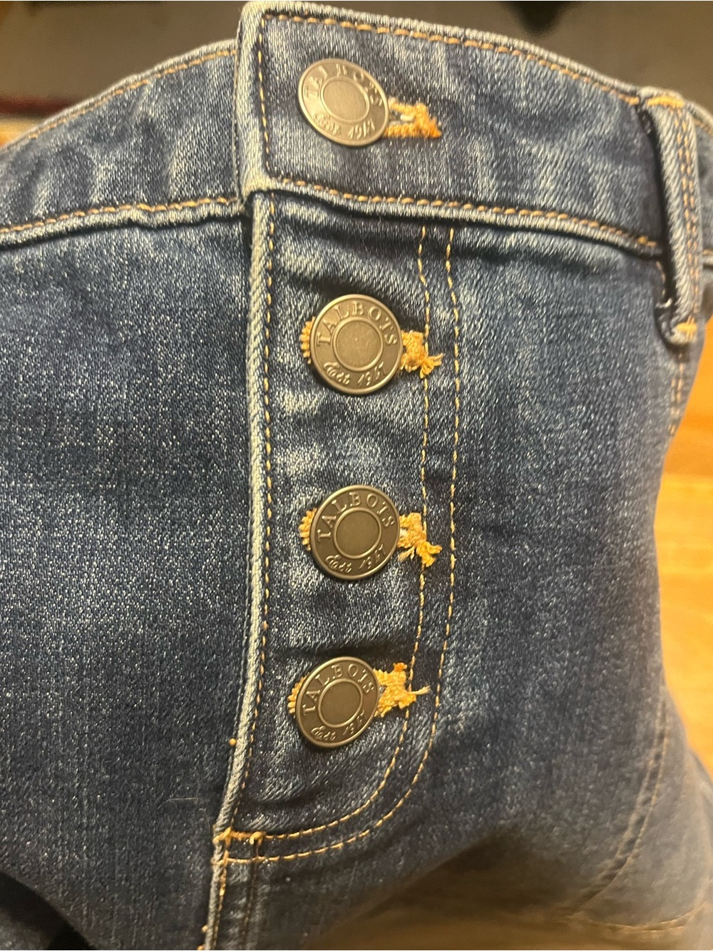 Talbots Dark Blue Denim Button-Front Mini Skirt - Picture 3 of 8
